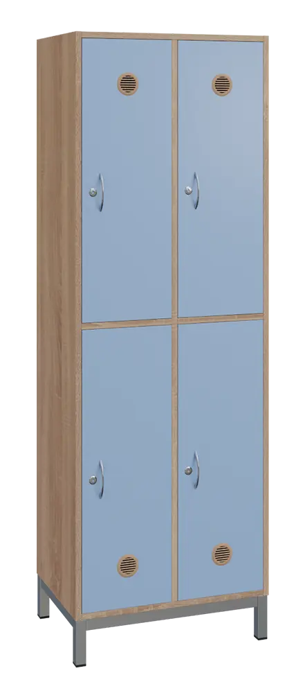 SBS-2222 šatní skříň 4-boxová, 1800x600x400 mm, kovové nohy, korpus dub bardolino, dvířka blankyt